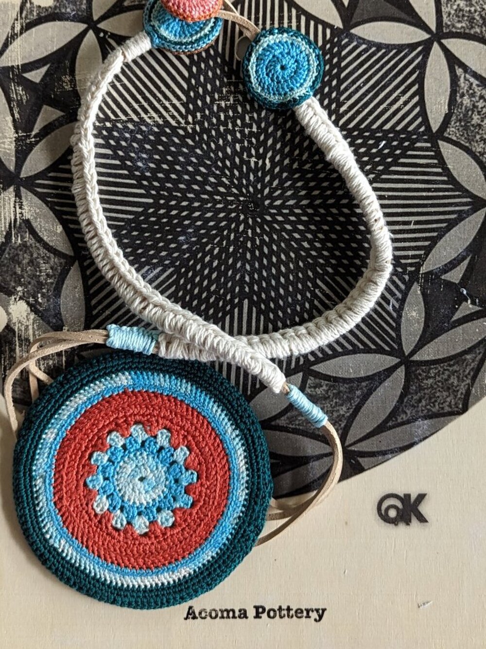 ACOMA POTTERY – Handmade Reversible Crochet Statement Necklace